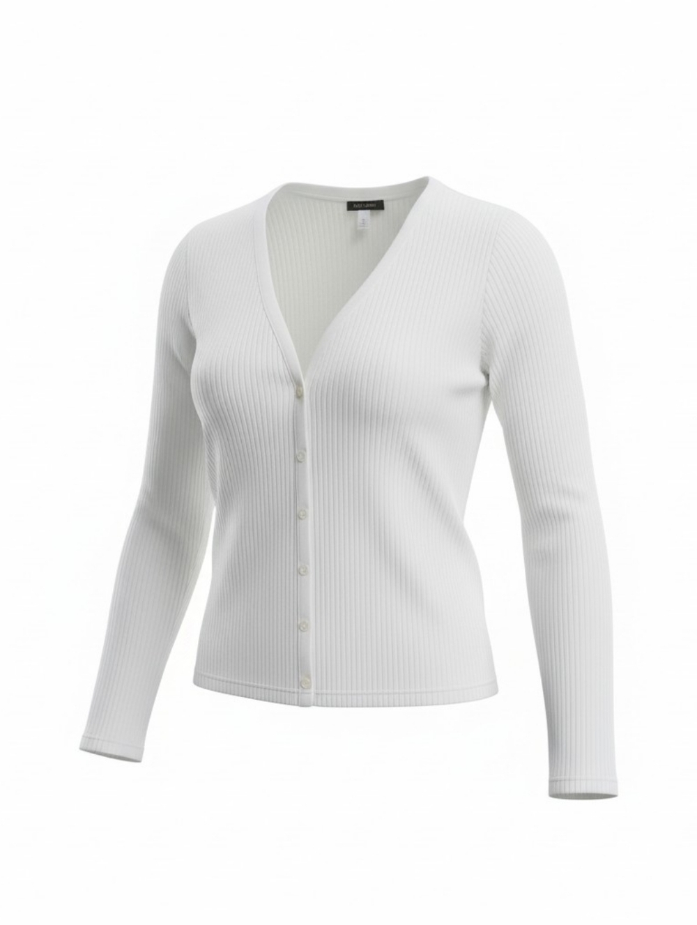Old Navy White Ribbed Button-Up Cardigan XL Cropped Long Sleeve Lightweight